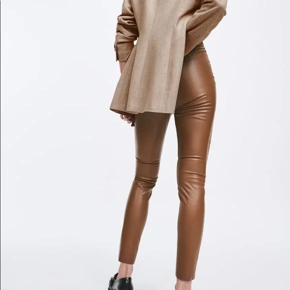 Zara Camel Brown Leggings - Picture 2 of 8